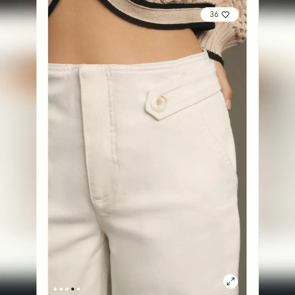 Maeve Cropped Ex High-Rise Wide-Leg Jeans In White Size 31 - Picture 4 of 8